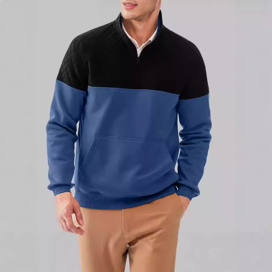 Men's Casual Color-blocked Long-sleeve Hoodie