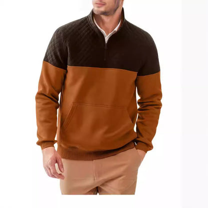 Men's Casual Color-blocked Long-sleeve Hoodie